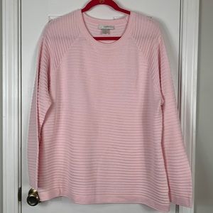 CJ Banks pink long sleeved ribbed sweater size 1X. 60% cotton, 40% acrylic